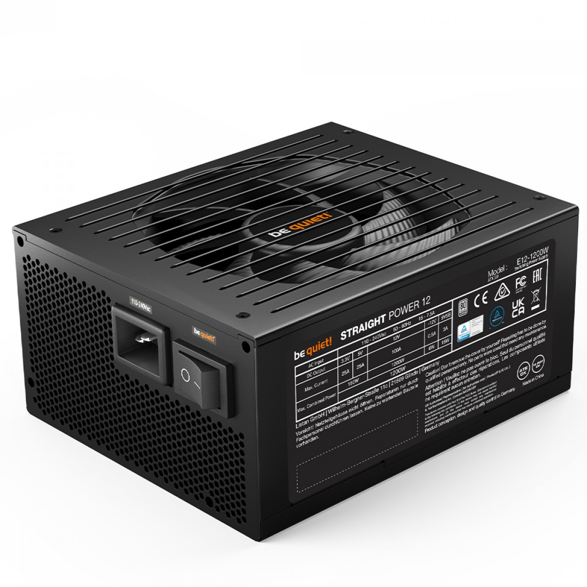 Fonte Be Quiet Straight Power 12, 1200W, 80 Plus Platinum, PFC Ativo, Full Modular, Preto, BN517