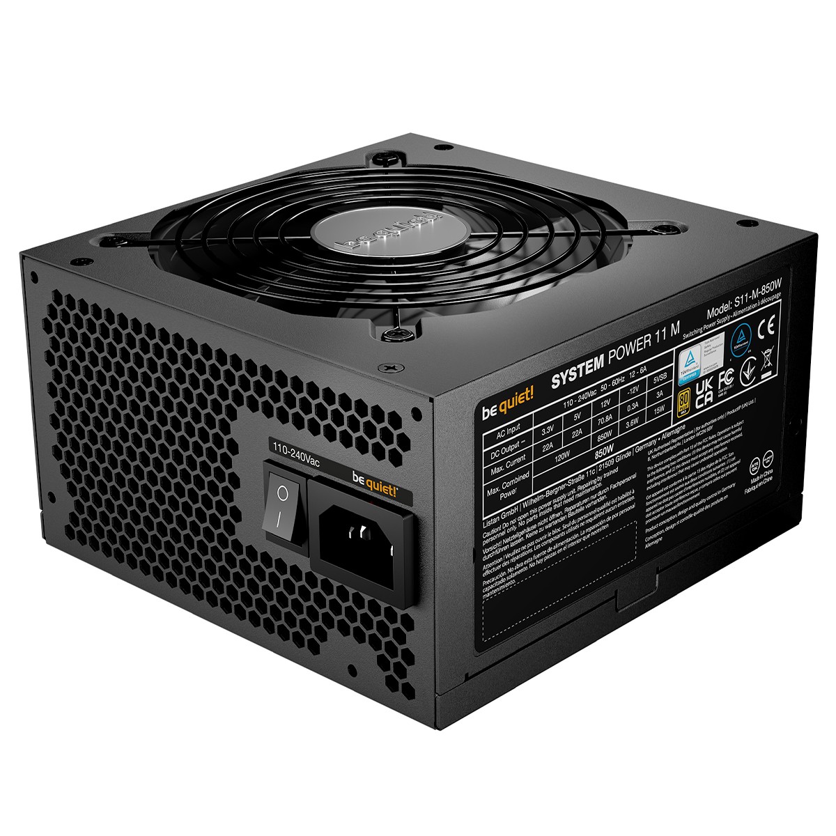 Fonte Be Quiet System Power 11 M, 850W, 80 Plus Gold, ATX 3.1, PFC Ativo, Preto, BP914BR