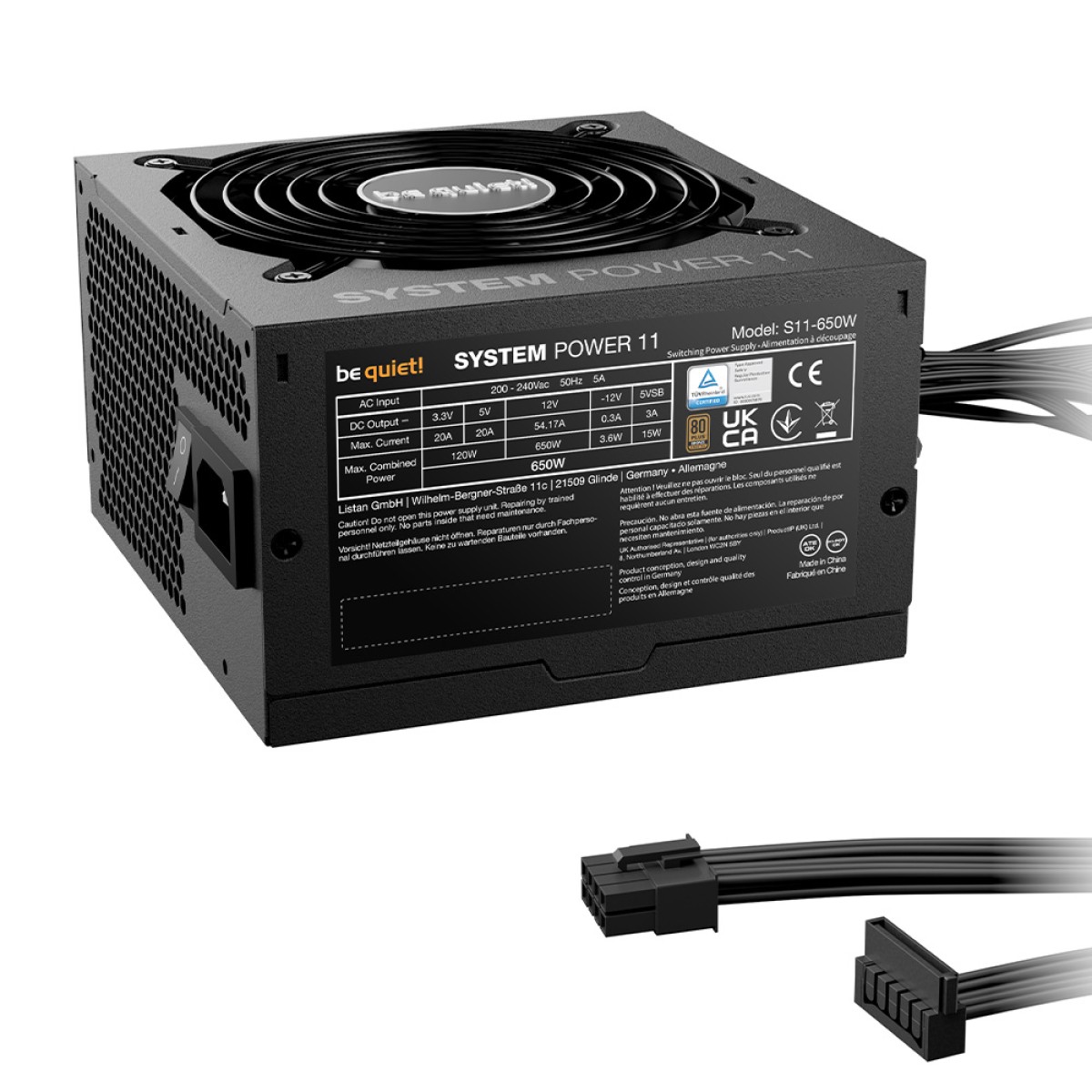 Fonte Be Quiet System Power 11 U, 650W, 80 Plus Bronze, ATX 3.1, PFC Ativo, Preto, BP918BR