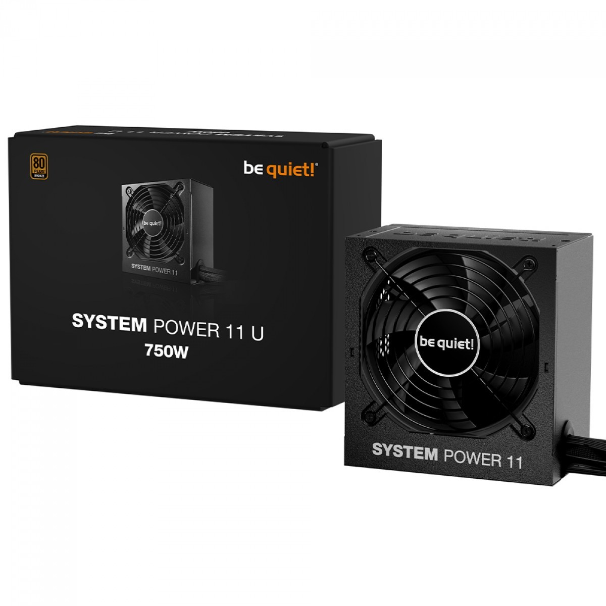 Fonte Be Quiet System Power 11 U, 750W, 80 Plus Bronze, ATX 3.1, PFC Ativo, Preto, BP012U2
