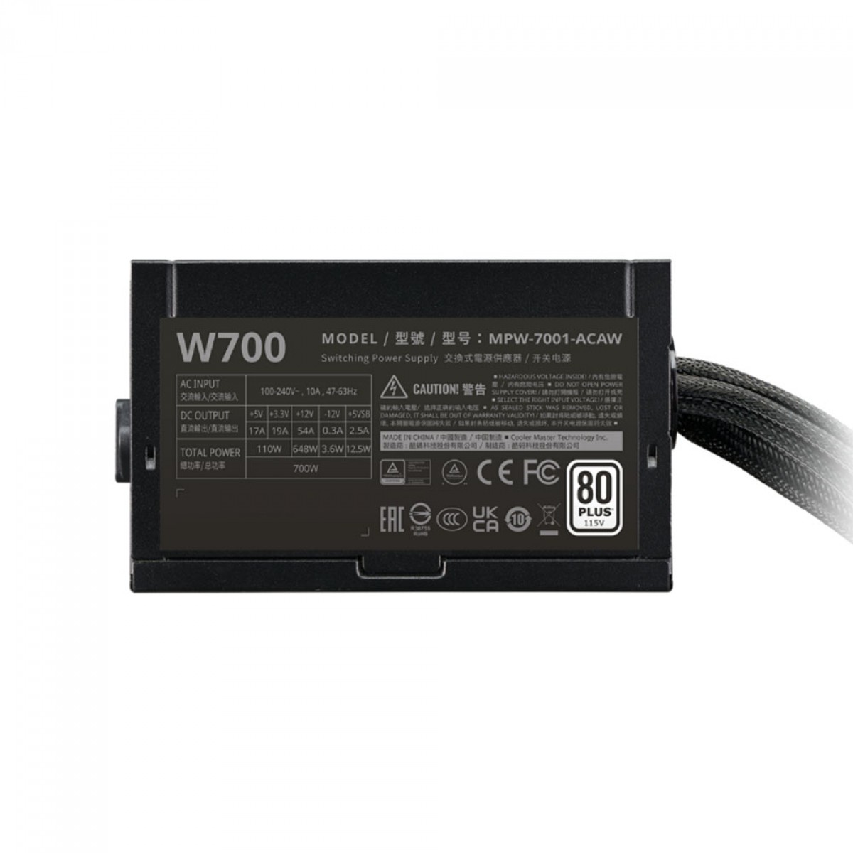 Fonte Cooler Master Elite NEX W700, 700W, PFC Ativo, Black, MPW-7001-ACAW-BB1