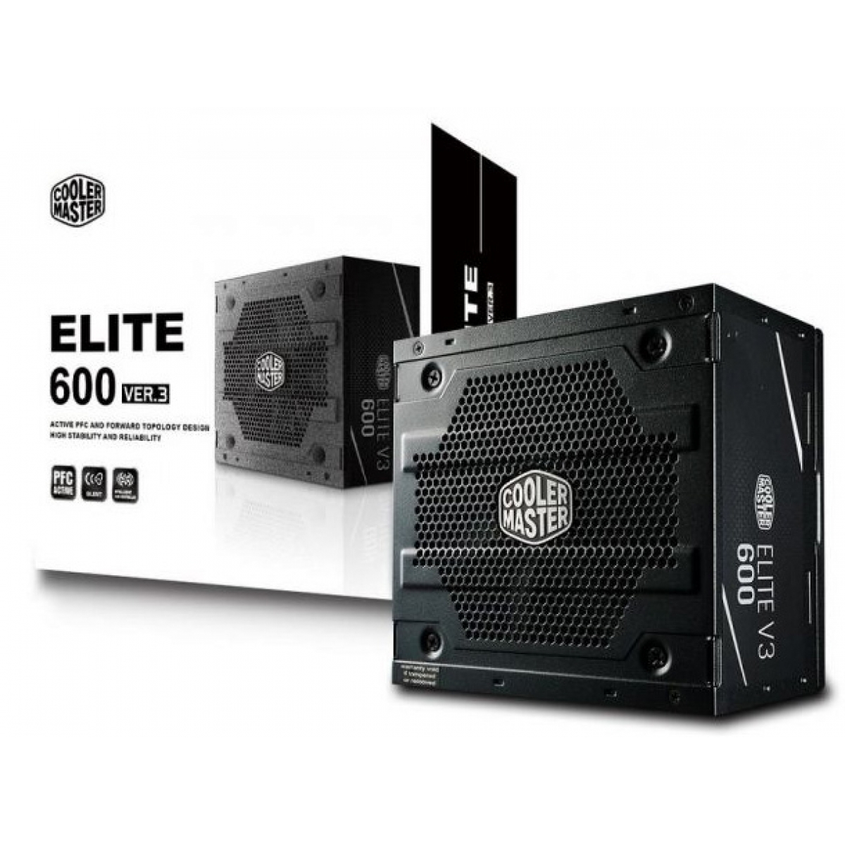 Fonte Cooler Master Elite V3 600W, PFC Ativo, ATX MPW-6001-ACAAN1-WO - Open Box