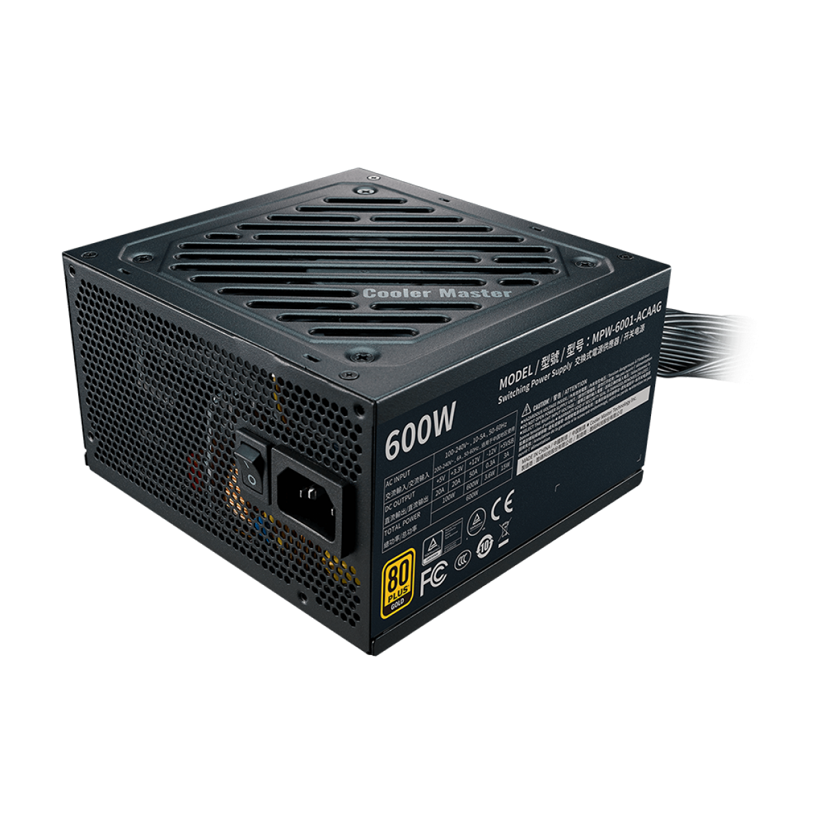 Fonte Cooler Master G600 600W, 80 Plus Gold, PFC Ativo, MPW-6001-ACAAG-WO