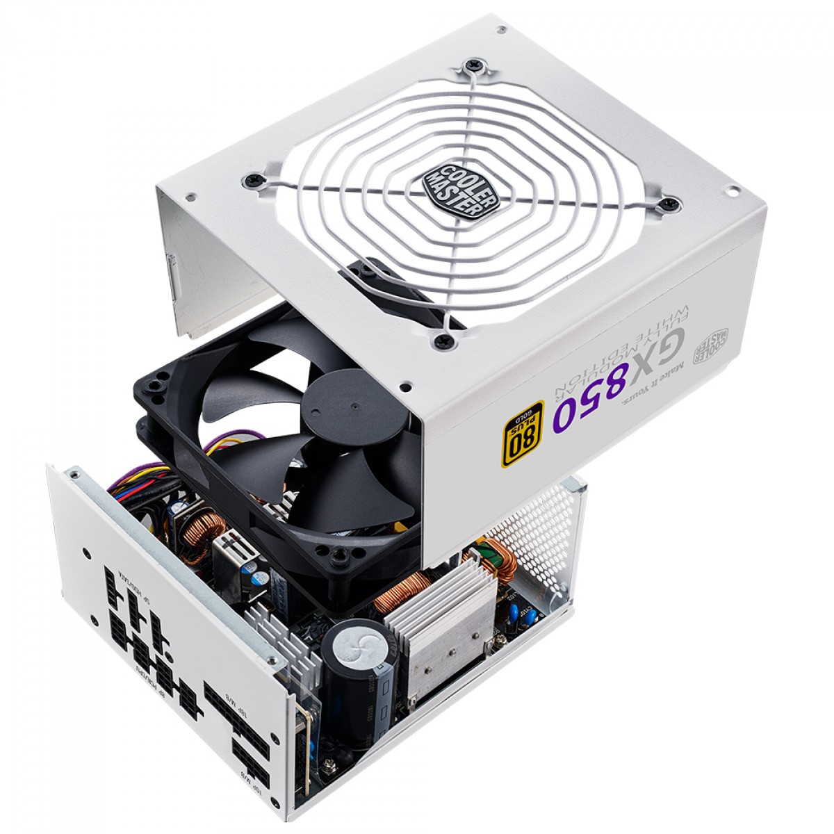 Fonte Cooler Master GX 850W, 80 Plus Gold, PFC Ativo, Full Modular, White, MPE-8501-AFAAG-GB1