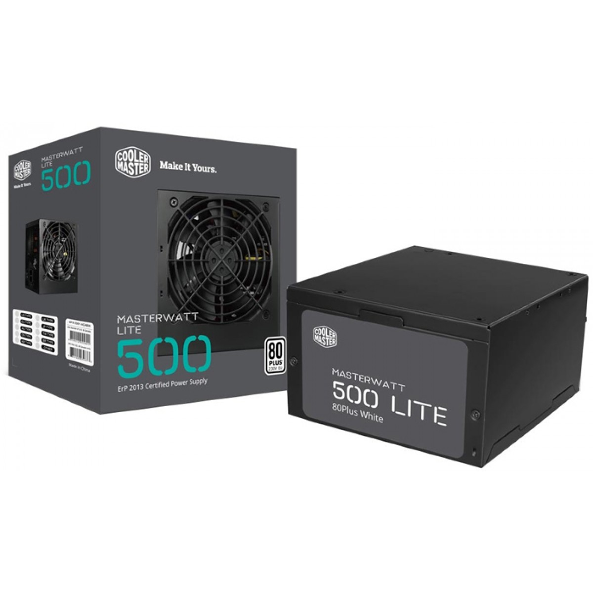 Fonte Cooler Master Masterwatt Lite 500W, 80 Plus White, PFC Ativo, MPX-5001-ACAAW-WO - Open Box
