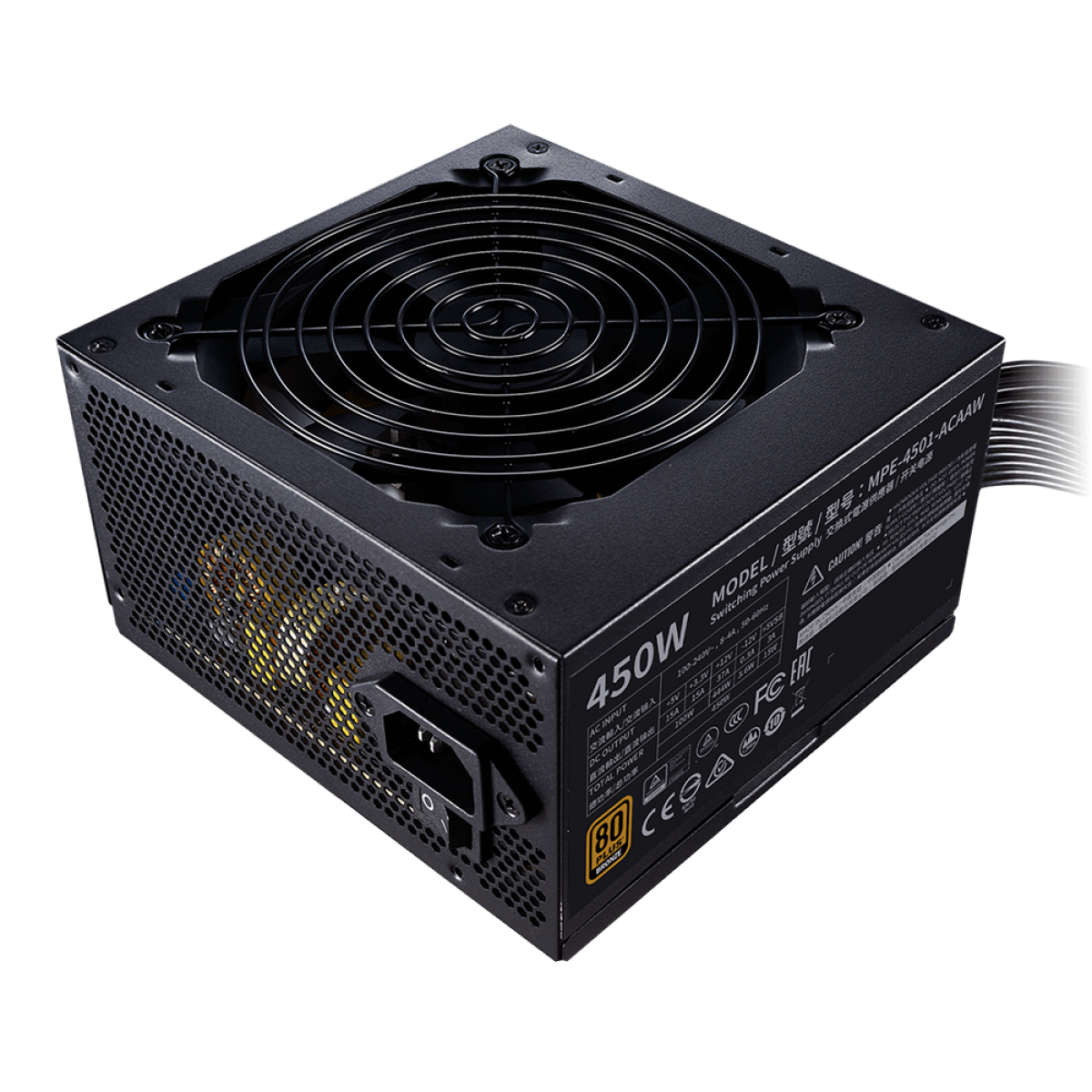 Fonte Cooler Master MWE 450W V2, 80 Plus Bronze, PFC Ativo, MPE-4501-ACAAW-BWO