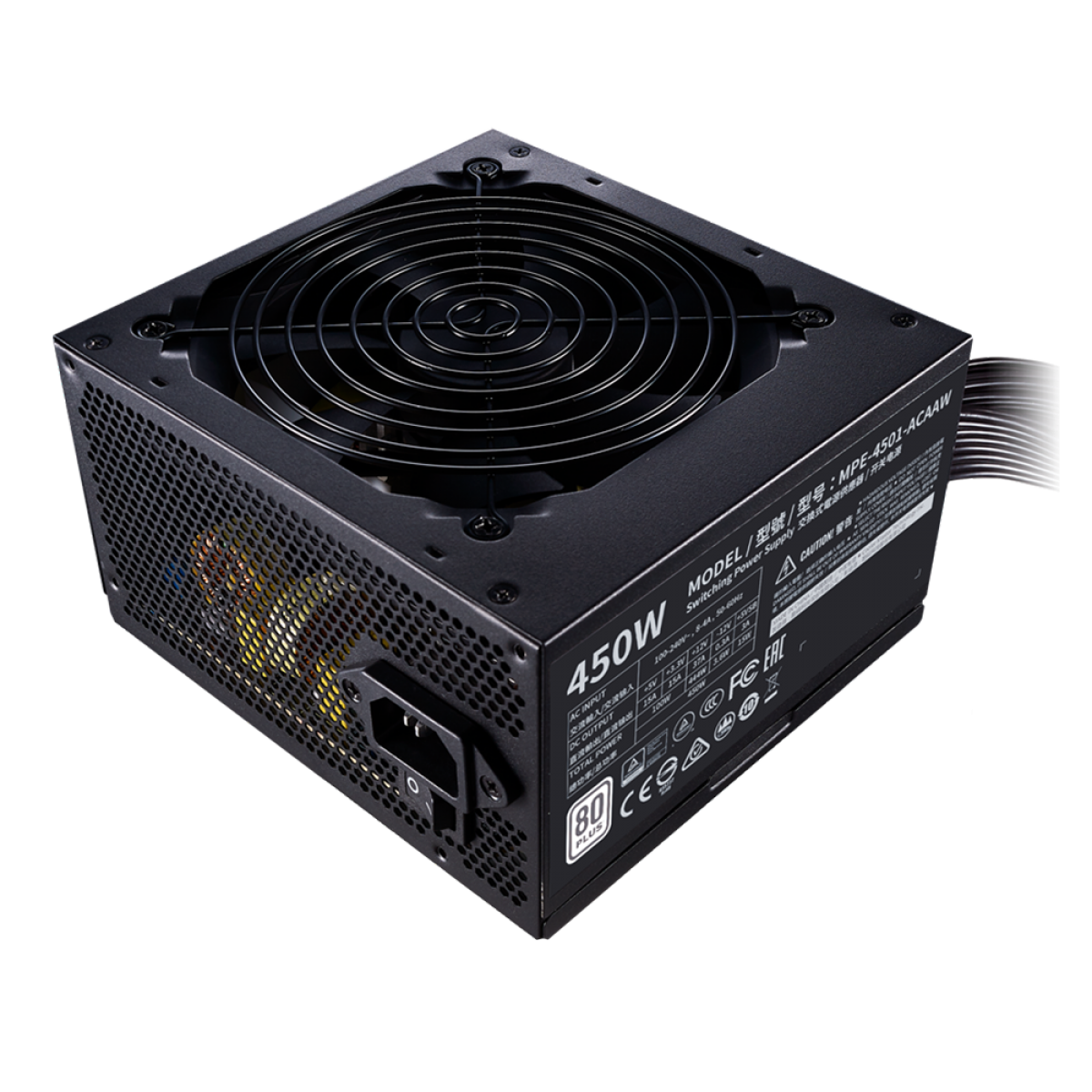 Fonte Cooler Master MWE 450W V2, 80 Plus White, PFC Ativo, MPE-4501-ACAAW-WO