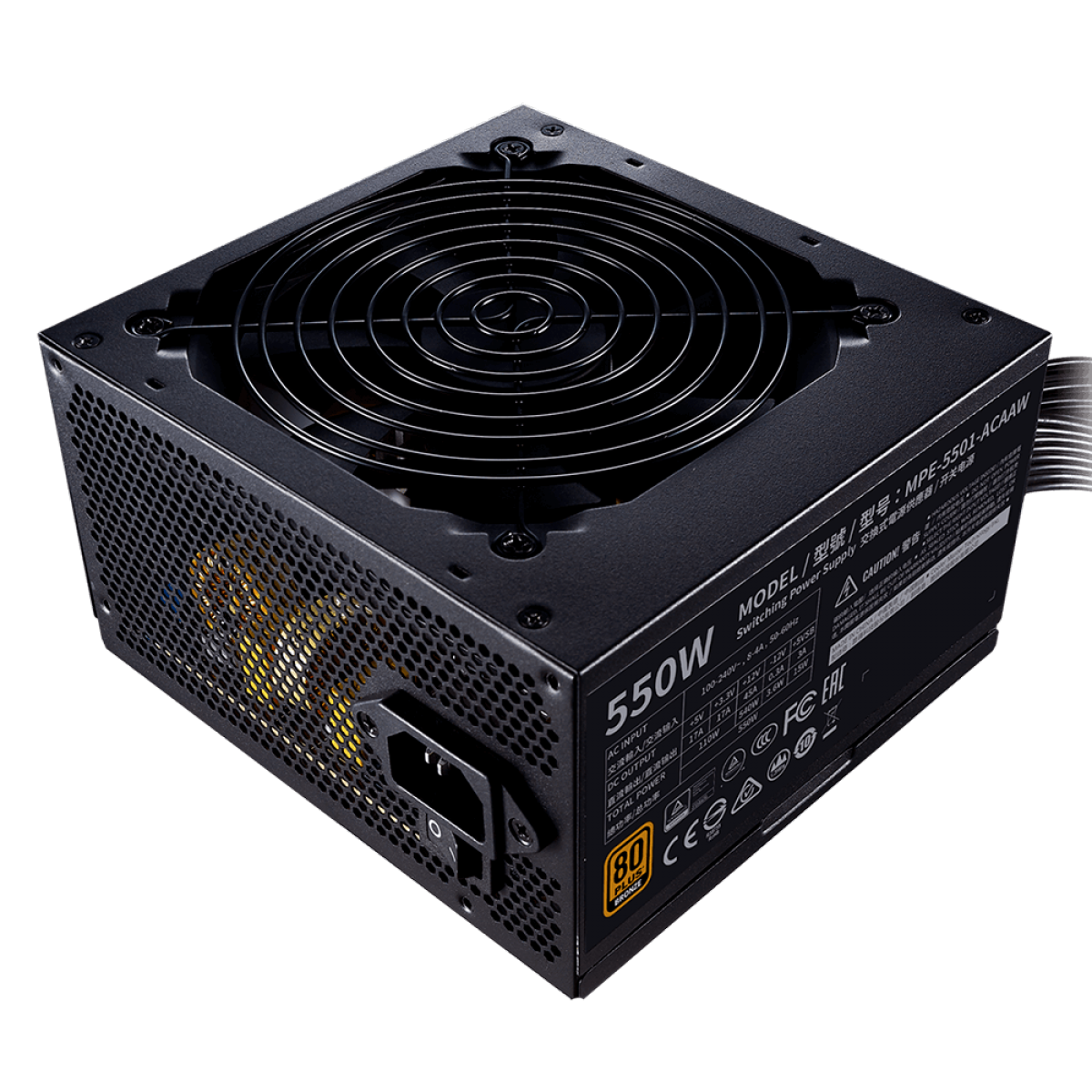 Fonte Cooler Master MWE 550W V2, 80 Plus Bronze, PFC Ativo, MPE-5501-ACAAW-BWO