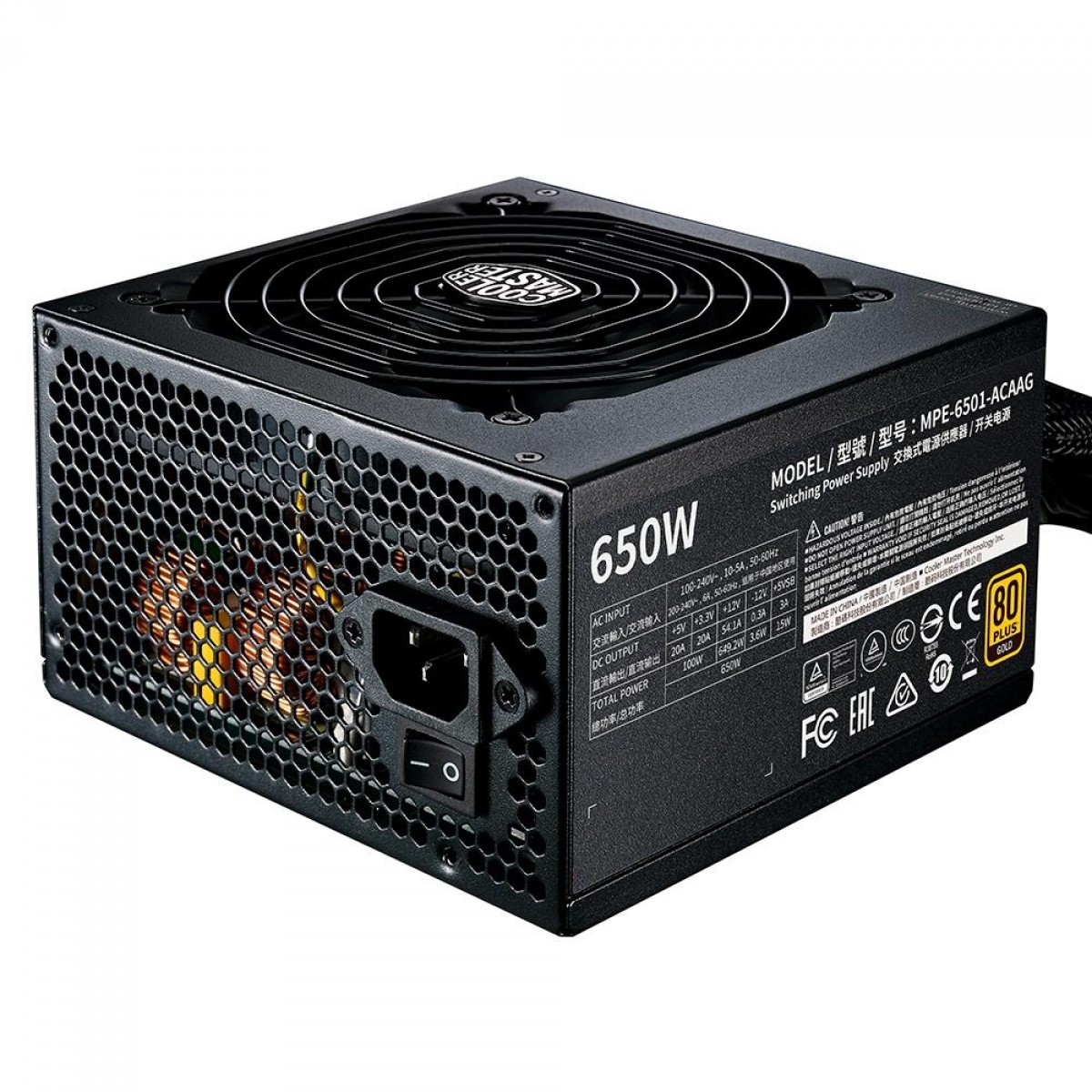 Fonte Cooler Master MWE V2 650W, 80 Plus Gold, PFC Ativo, MPE-6501-ACAAG-WO