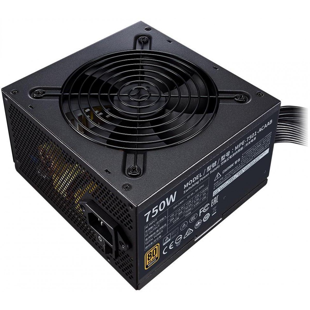 Fonte Cooler Master MWE 750W, 80 Plus Bronze, PFC Ativo, MPE-7501-ACAAB-WO
