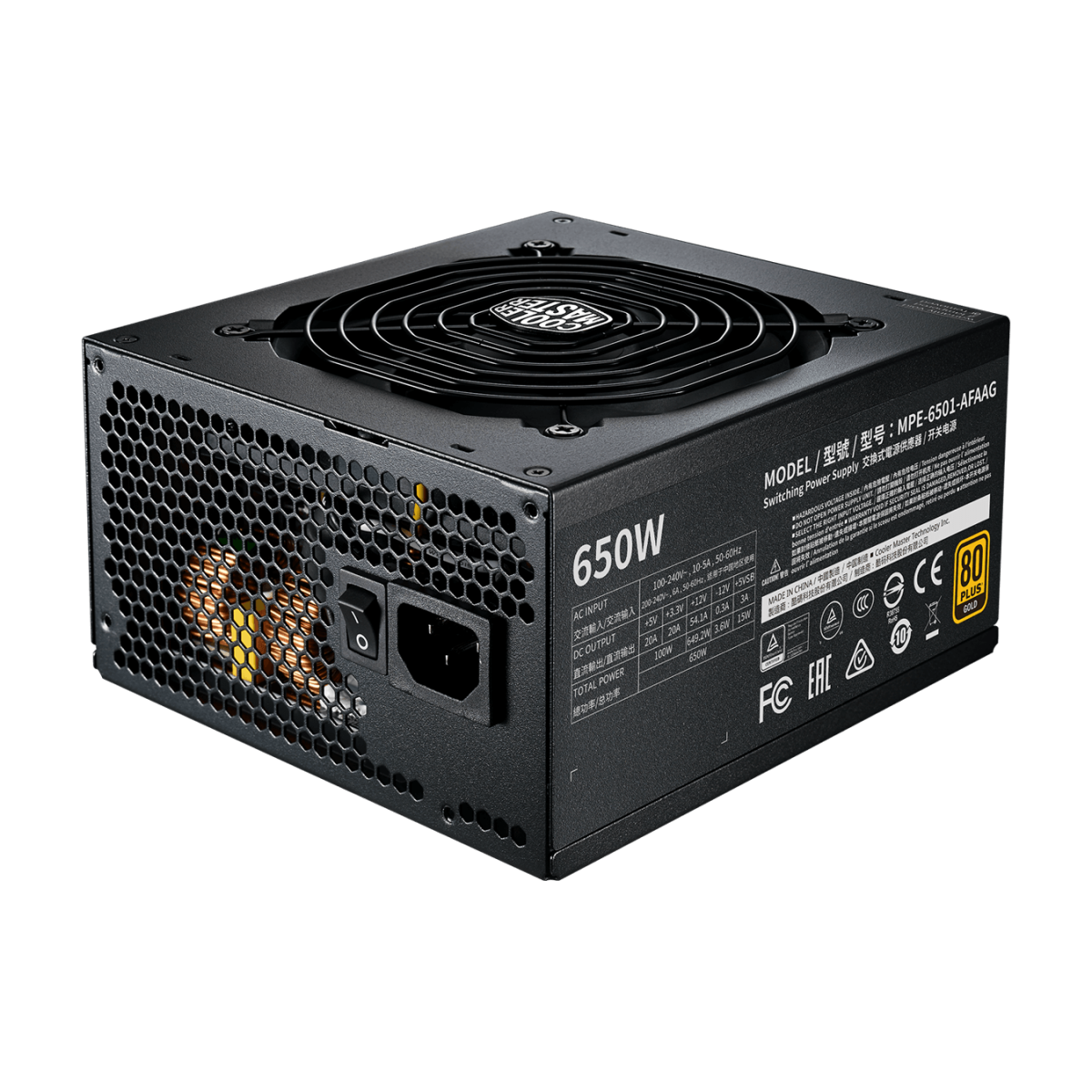 Fonte Cooler Master MWE GOLD V2 650 650W, 80 Plus Gold, PFC Ativo, Full Modular, MPE-6501-AFAAG-BR
