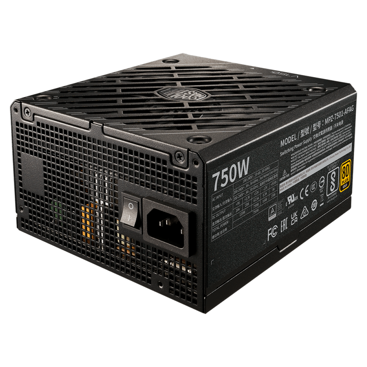 Fonte Cooler Master V750 Gold I MULTI, 750W, 80 Plus Gold, PFC Ativo, Full Modular, MPZ-7501-AFAG-BWO