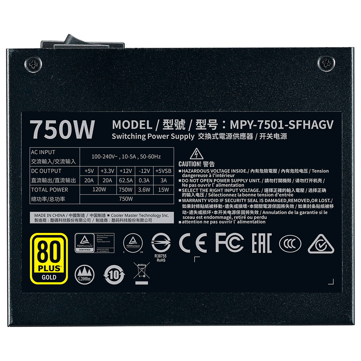 Fonte Cooler Master V750 SFX Gold, 750W, 80 Plus Gold, PFC Ativo, Full Modular, MPY-7501-SFHAGV