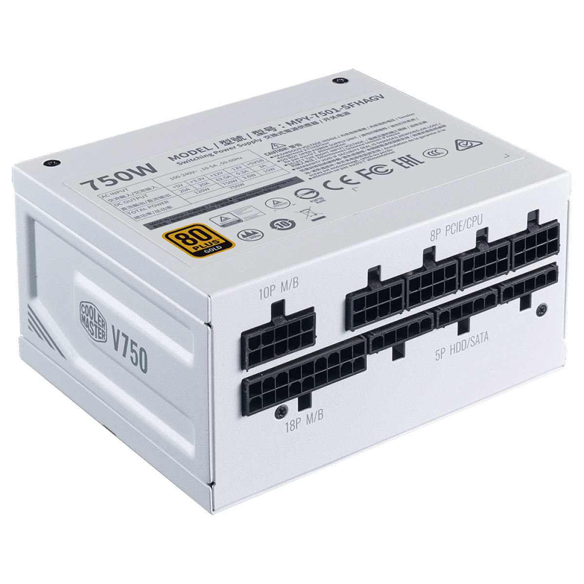 Fonte Cooler Master V750 SFX Gold, 750W, 80 Plus Gold, PFC Ativo, White, Full Modular, MPY-7501-SFHAGV-WW