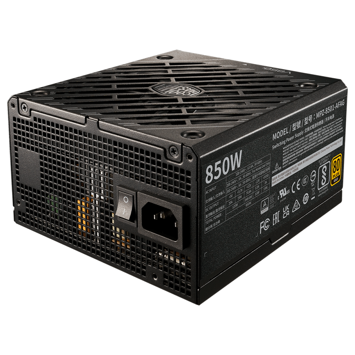 Fonte Cooler Master V850 Gold I MULTI, 850W, 80 Plus Gold, PFC Ativo, Full Modular, MPZ-8501-AFAG-BWO