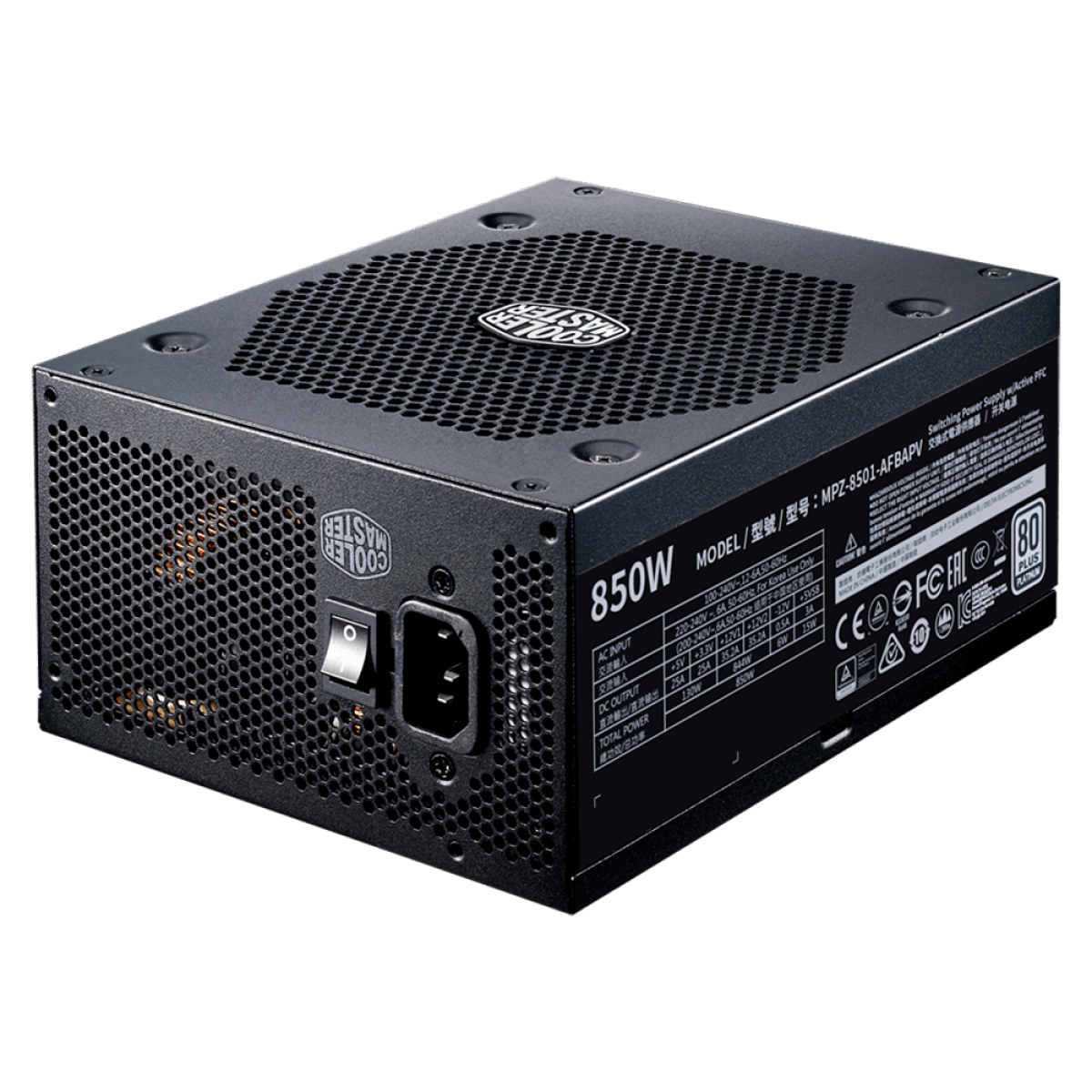 Fonte Cooler Master V850 Platinum, 850W, 80 Plus Platinum, PFC Ativo, Full Modular, MPZ-8501-AFBAPV-WO
