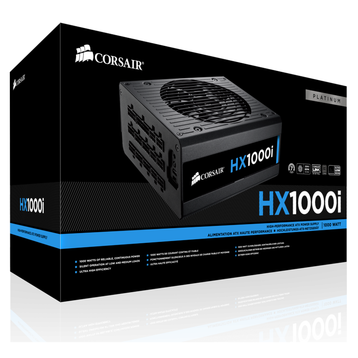 Fonte Corsair HX1000i 1000w, 80 Plus Platinum, Full Modular, PFC Ativo, CP-9020074-NA
