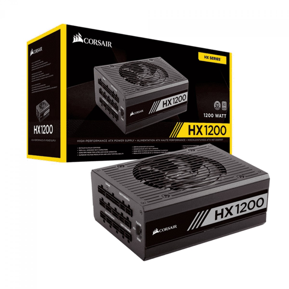 Fonte Corsair HX1200 CP-9020140-WW 1200W 80 Plus Platinum PFC Ativo Modular, CP-9020140-WW 