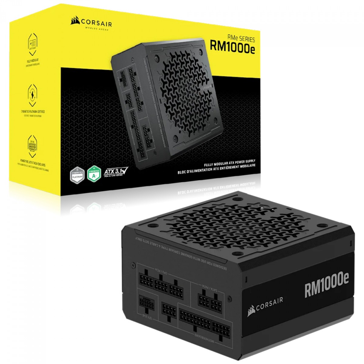 Fonte Corsair RM1000e, 1000W, Cybenetics Gold, PCIe 5.1, Full Modular, Preto, CP-9020297-BR