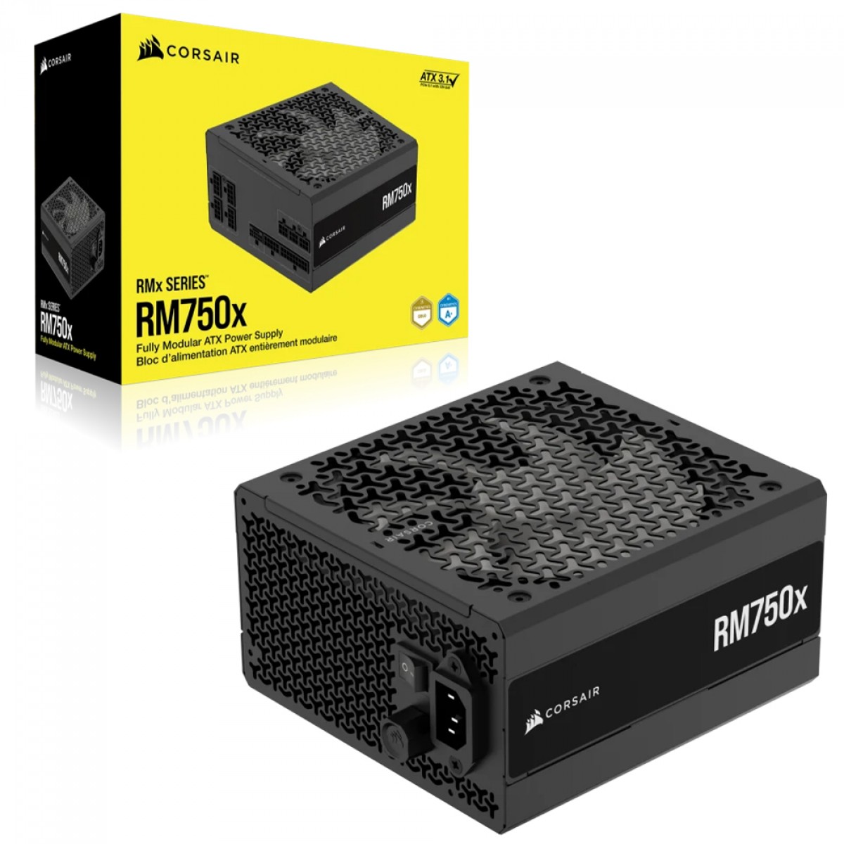 Fonte Corsair RMx Series RM750x, 750W, Cybenetics Gold, Full Modular, PFC Ativo, CP-9020285-BR