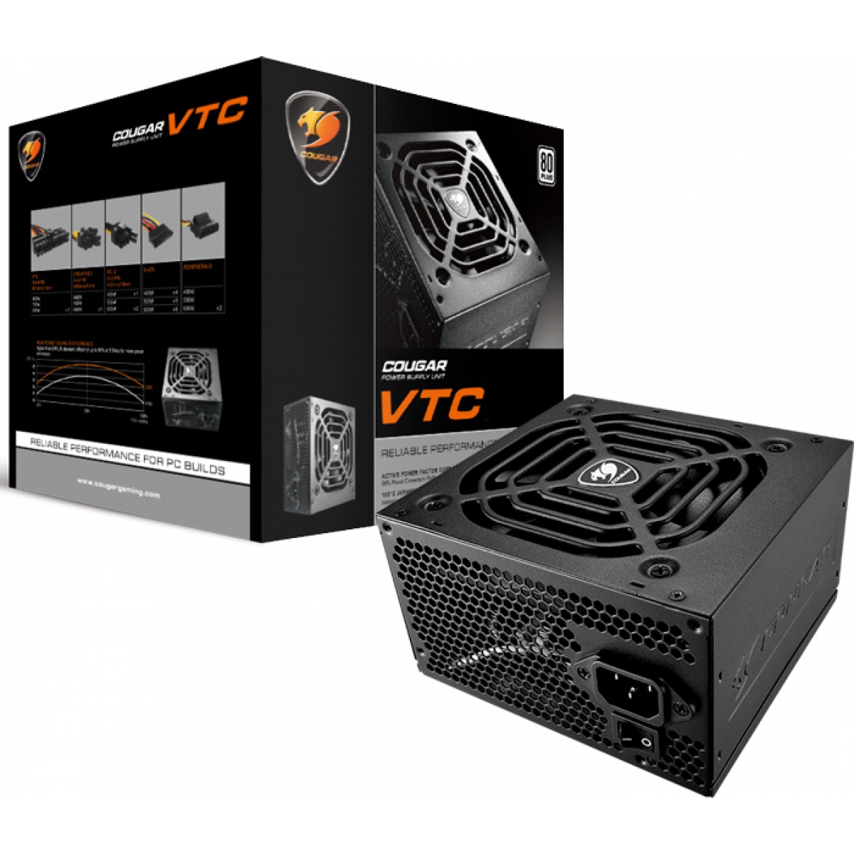 Fonte Cougar VTC500 500W, 80 Plus White, PFC Ativo, 31VC050006P01