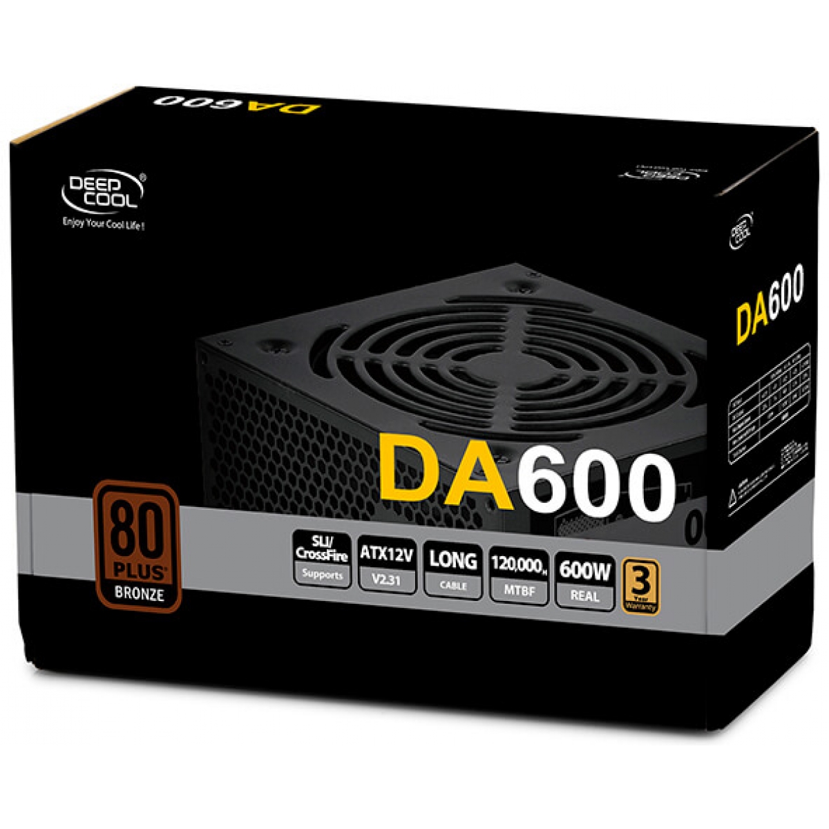 Fonte Deepcool DA600 600W, 80 Plus Bronze, PFC Ativo, DP-BZ-DA600