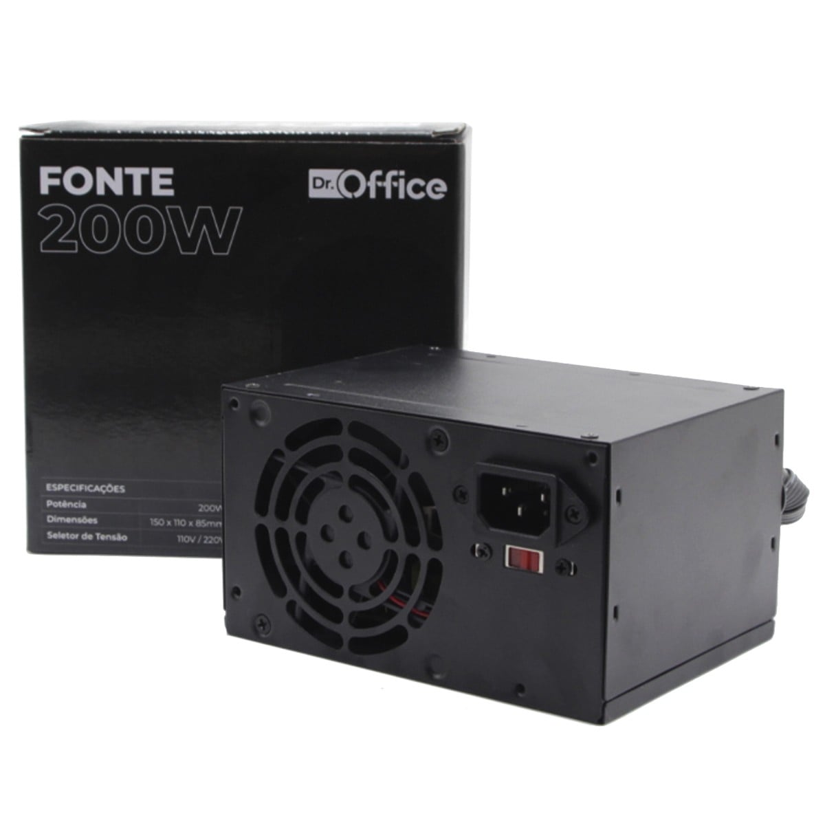 Fonte Dr. Office 200W, Bivolt Manual, Preto, DO-PS-N200FN