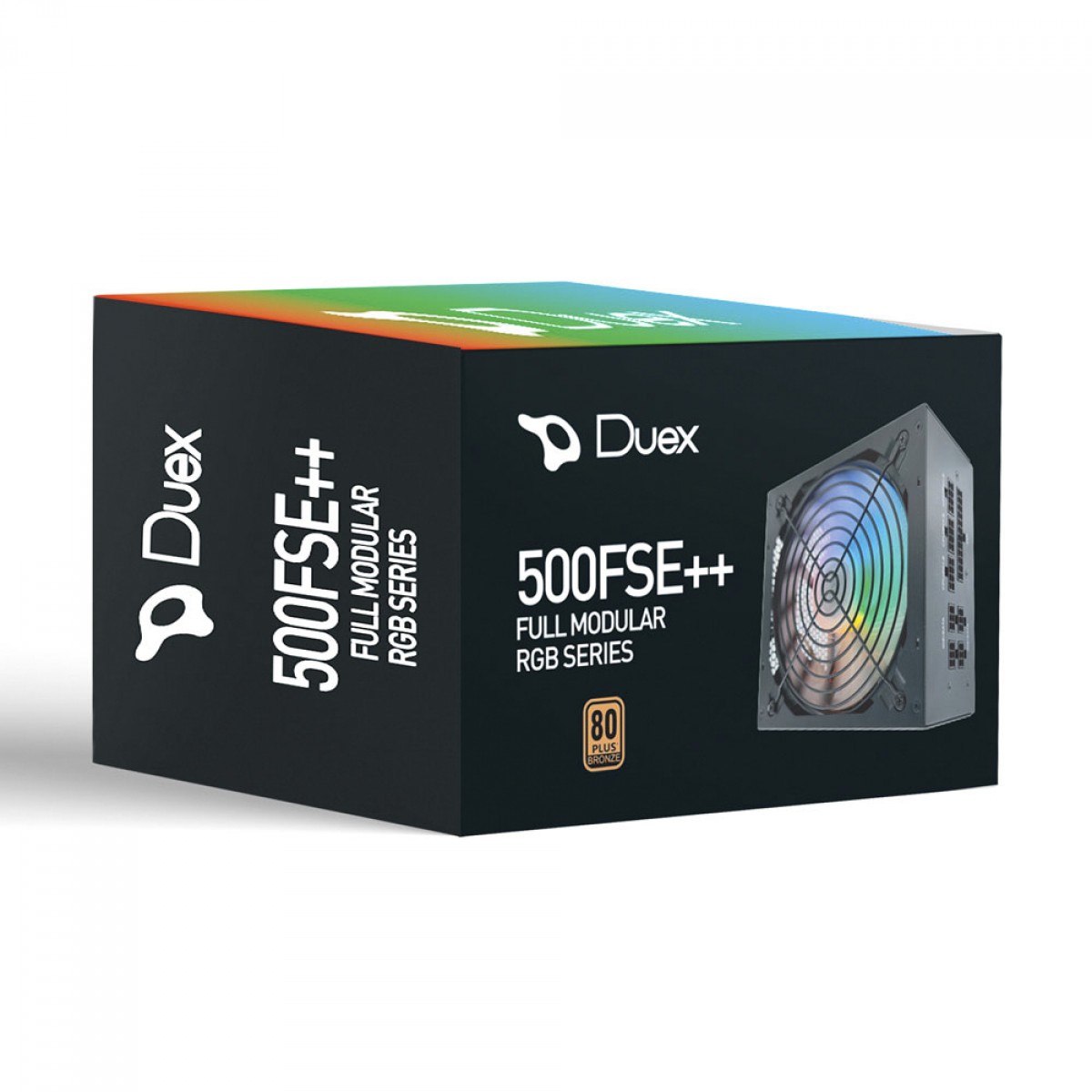 Fonte Duex DX 500FSE++ RGB Series, 500W, 80 Plus Bronze, Full Modular, PFC Ativo - Open Box