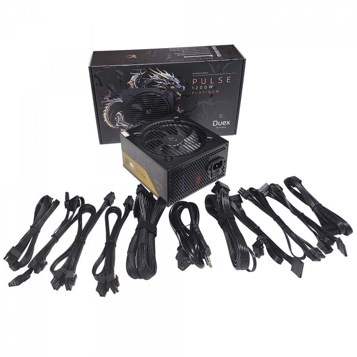 Fonte Duex Pulse Pro, 1200W, Cybenetics Platinum, TecLab, ATX 3.1, PCI-E 5.1, PFC Ativo, Full Modular, DXFOPRO1200WG3