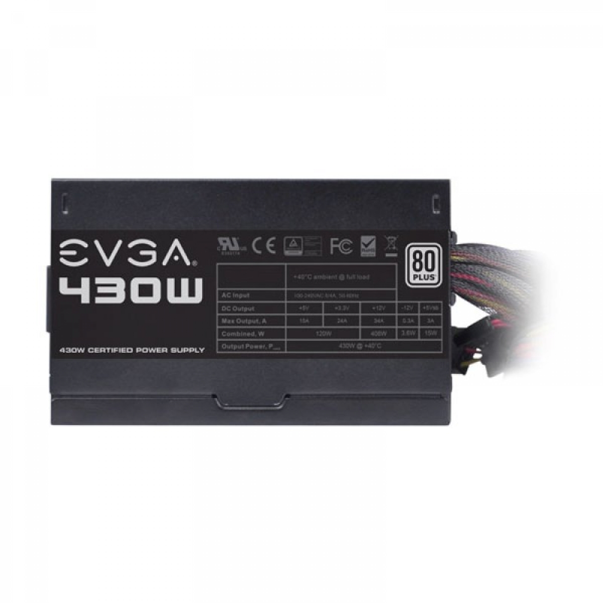 Fonte EVGA 430 W1 430W, 80 Plus White, PFC Ativo, 100-W1-0430-KR