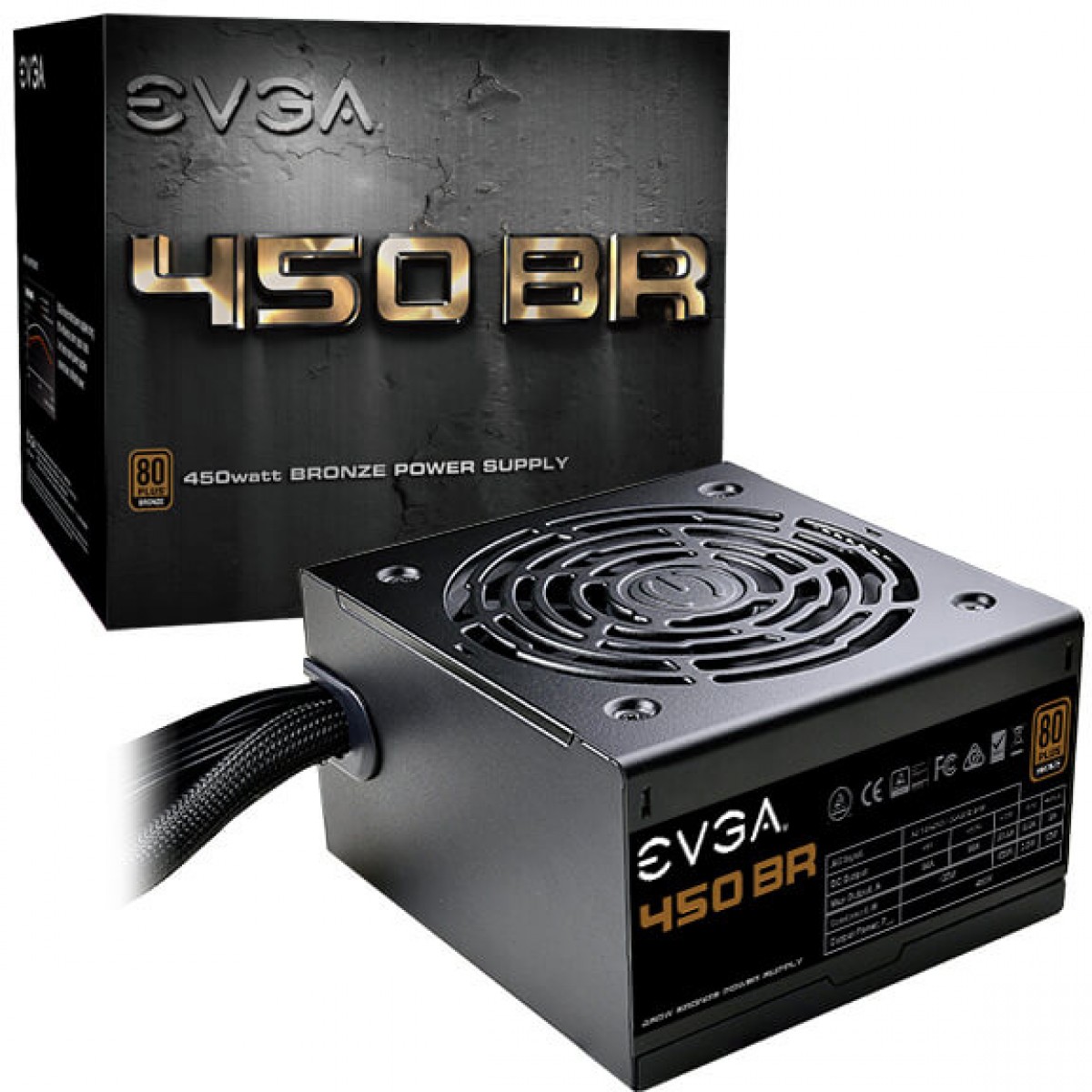 Fonte EVGA 450 BR 450W, 80 Plus Bronze, PFC Ativo, 100-BR-0450-K1