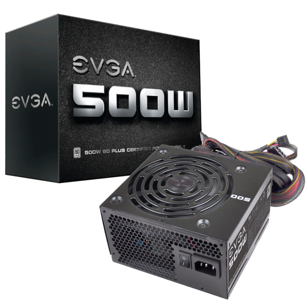 Fonte EVGA 500 W1 500W, 80 plus White, PFC Ativo, 100-W1-0500-KR