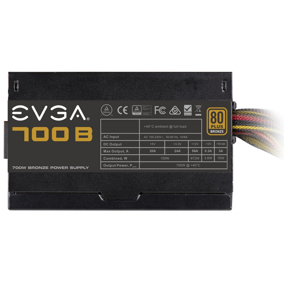 Fonte EVGA 700 B1 700W, 80 Plus Bronze, PFC Ativo, 100-B1-0700-K1