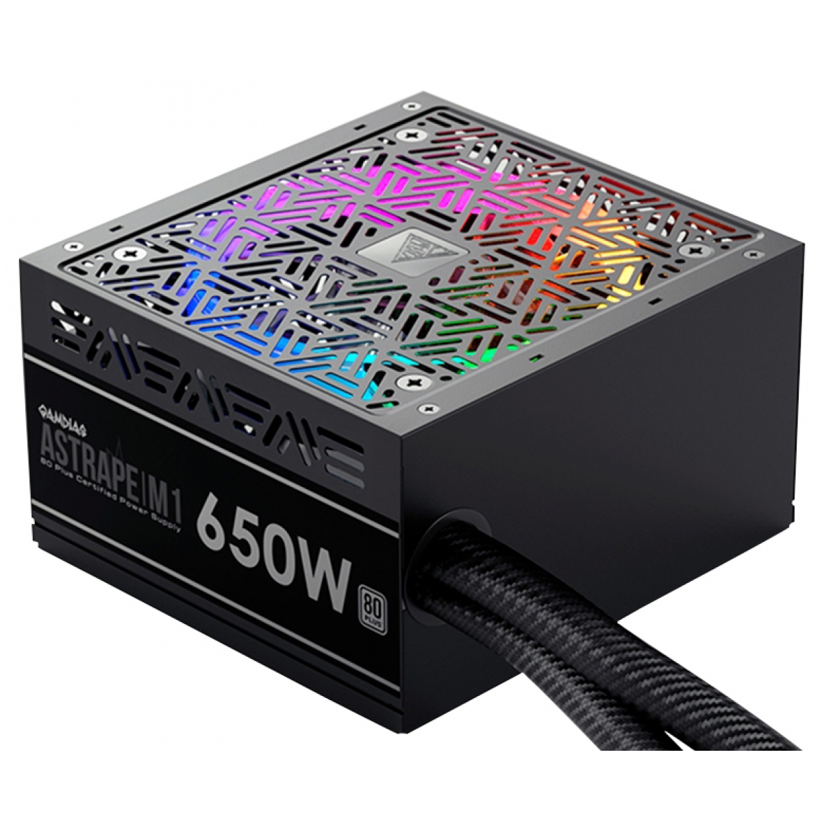 Fonte Gamdias Astrape M1 RGB 650W, 80 Plus White, PFC Ativo, AD-Z650ZZZ