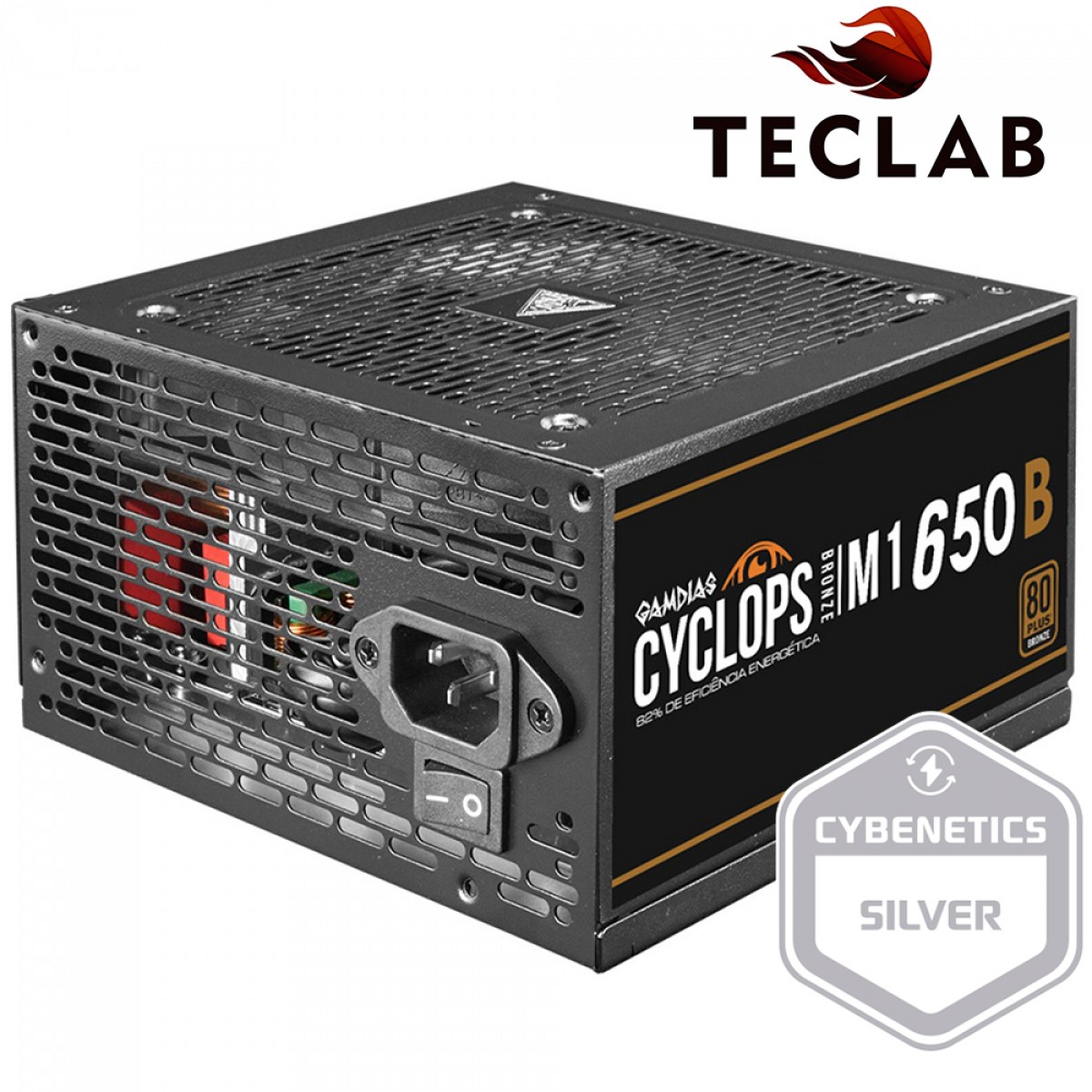 Fonte Gamdias Cyclops M1-650B, 650W, 80 Plus Bronze, Cybenetics, Teclab, PFC Ativo, Cabos Flat