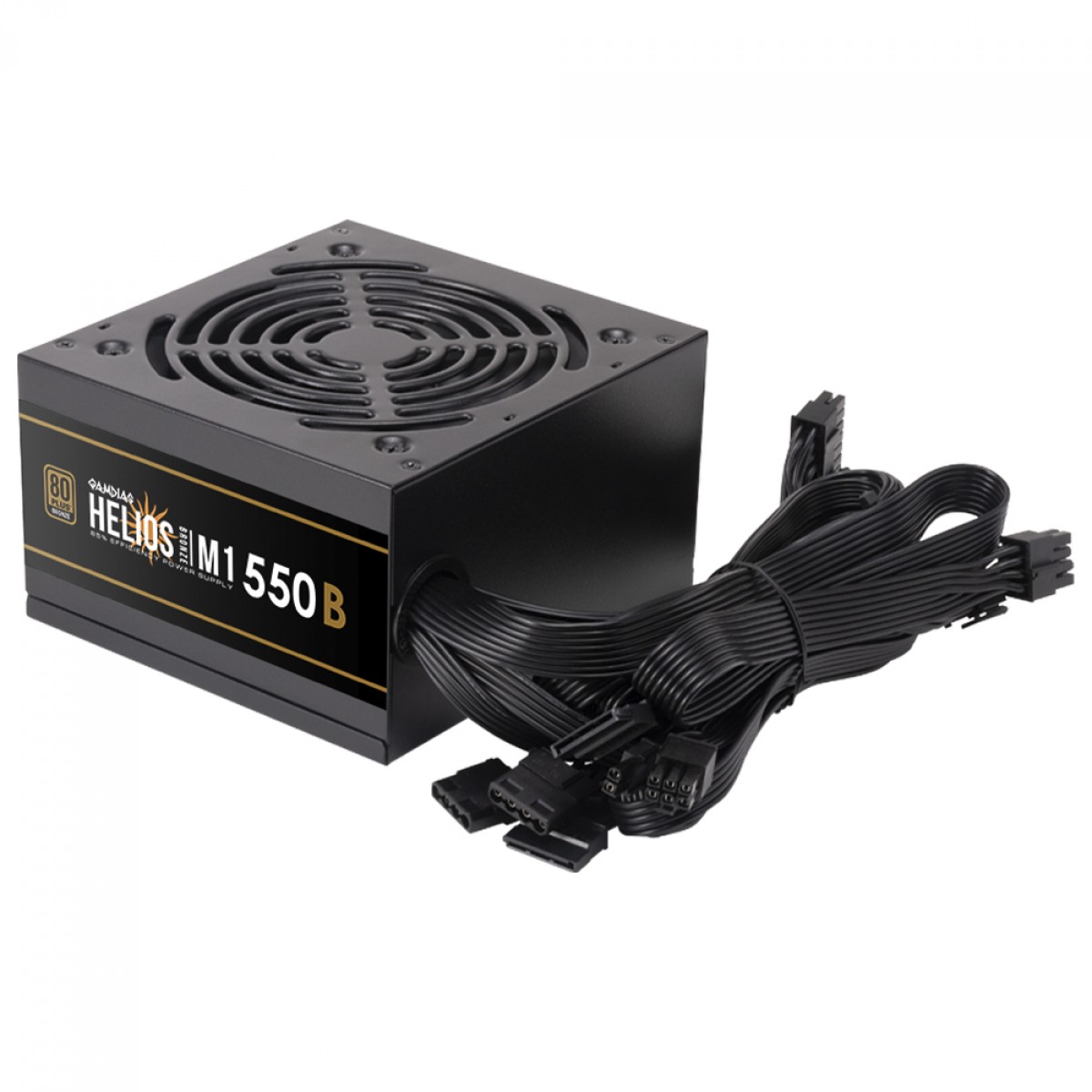 Fonte Gamdias Helios M1-550B, 550W, 80 Plus Bronze, PFC Ativo, Cabos Flat, Preto