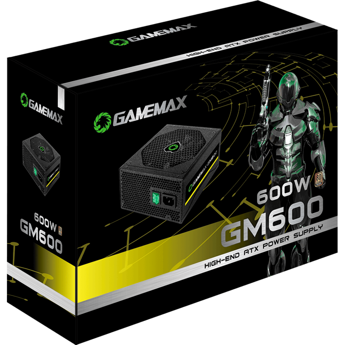 Fonte Gamemax GM600 600W, 80 Plus Bronze, PFC Ativo, Semi Modular, OEM