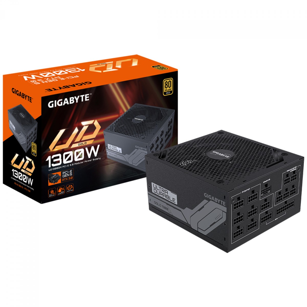 Fonte Gigabyte UD1300GM PG5, 1300W, 80 Plus Gold, PFC Ativo, Full Modular, GP-UD1300GM PG5 GUS1