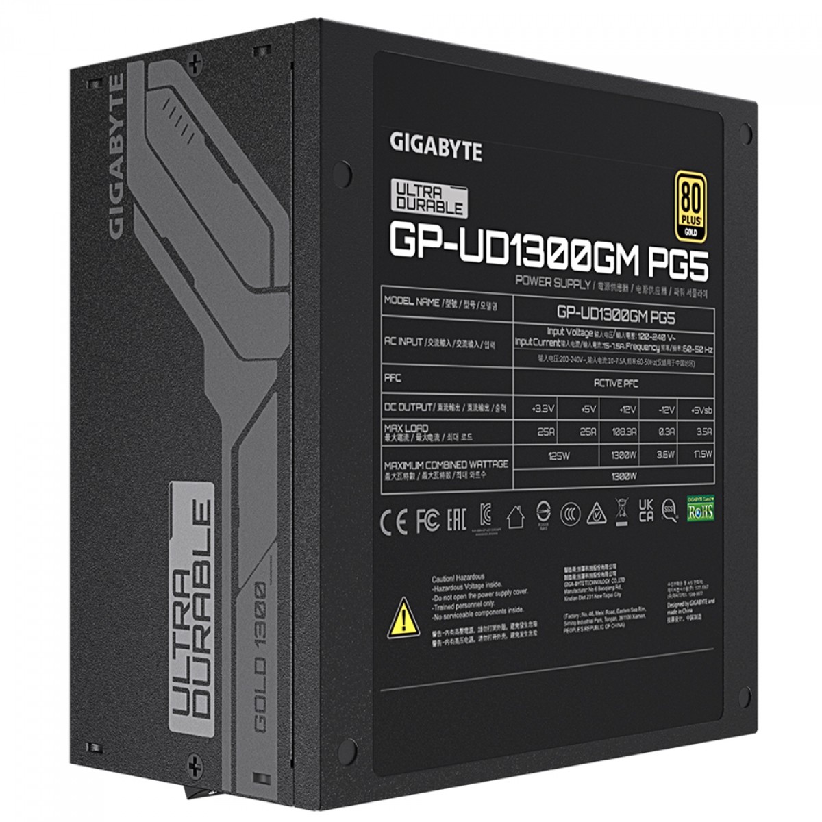 Fonte Gigabyte UD1300GM PG5, 1300W, 80 Plus Gold, PFC Ativo, Full Modular, GP-UD1300GM PG5 GUS1