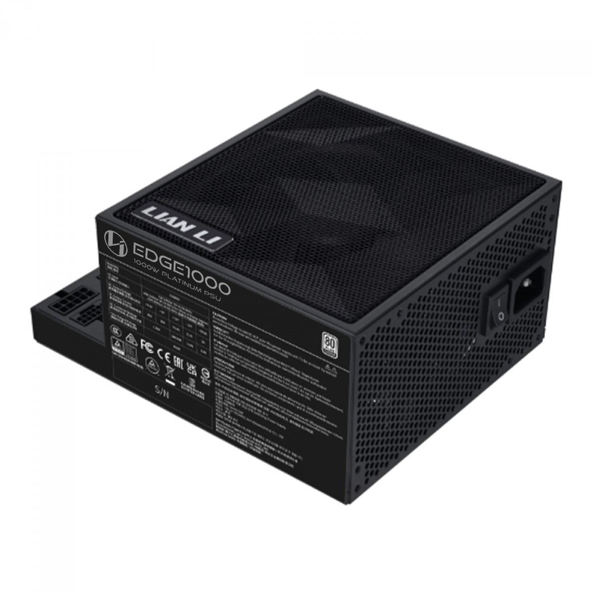 Fonte Lian Li EDGE 1000W, 80 Plus Platinum, ATX 3.1, PCIE5, PFC Ativo, Full Modular, Preto, EG1000 BLACK WO