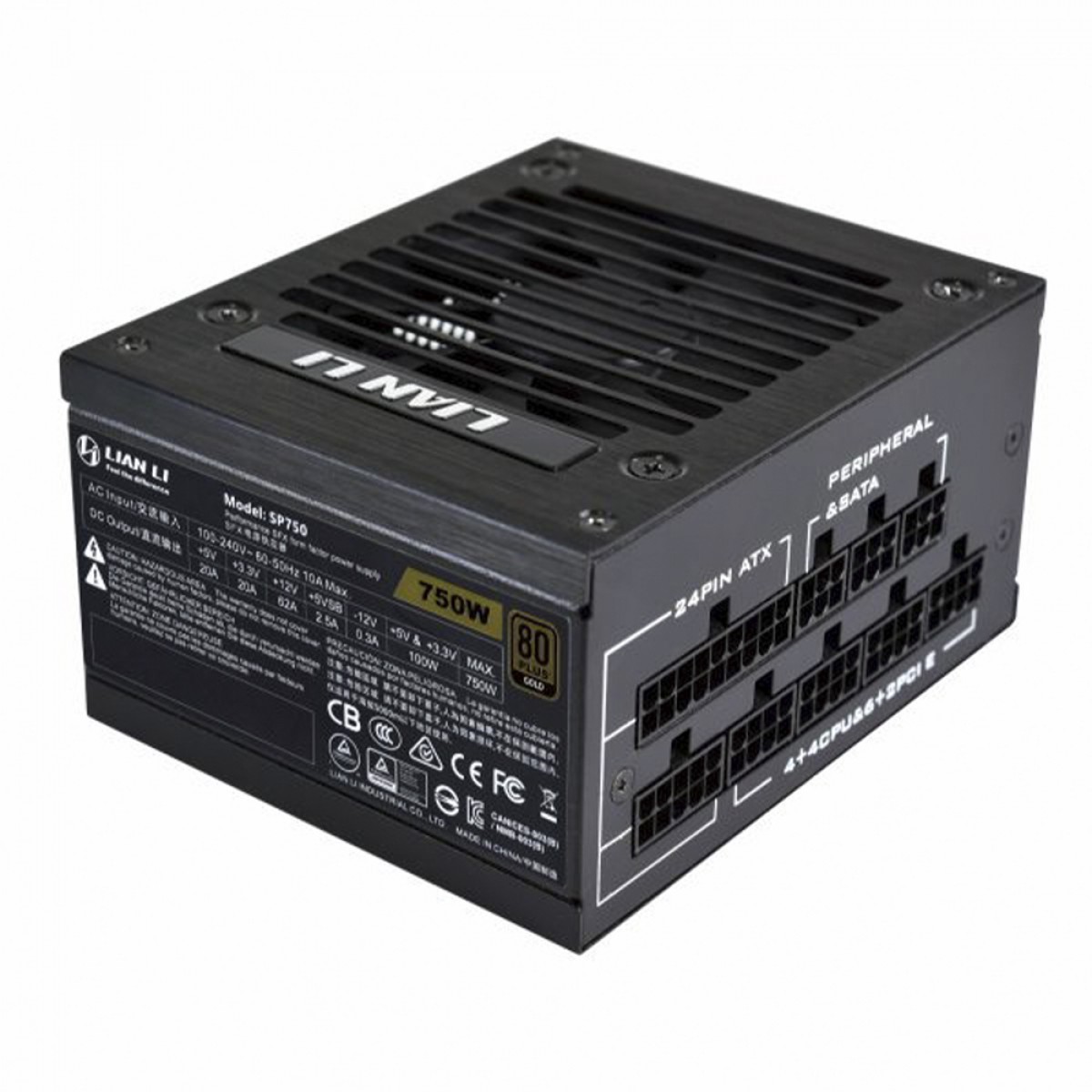 Fonte Lian Li SP750, 750W, PFC Ativo, Full Modular, 80 Plus Gold, Black