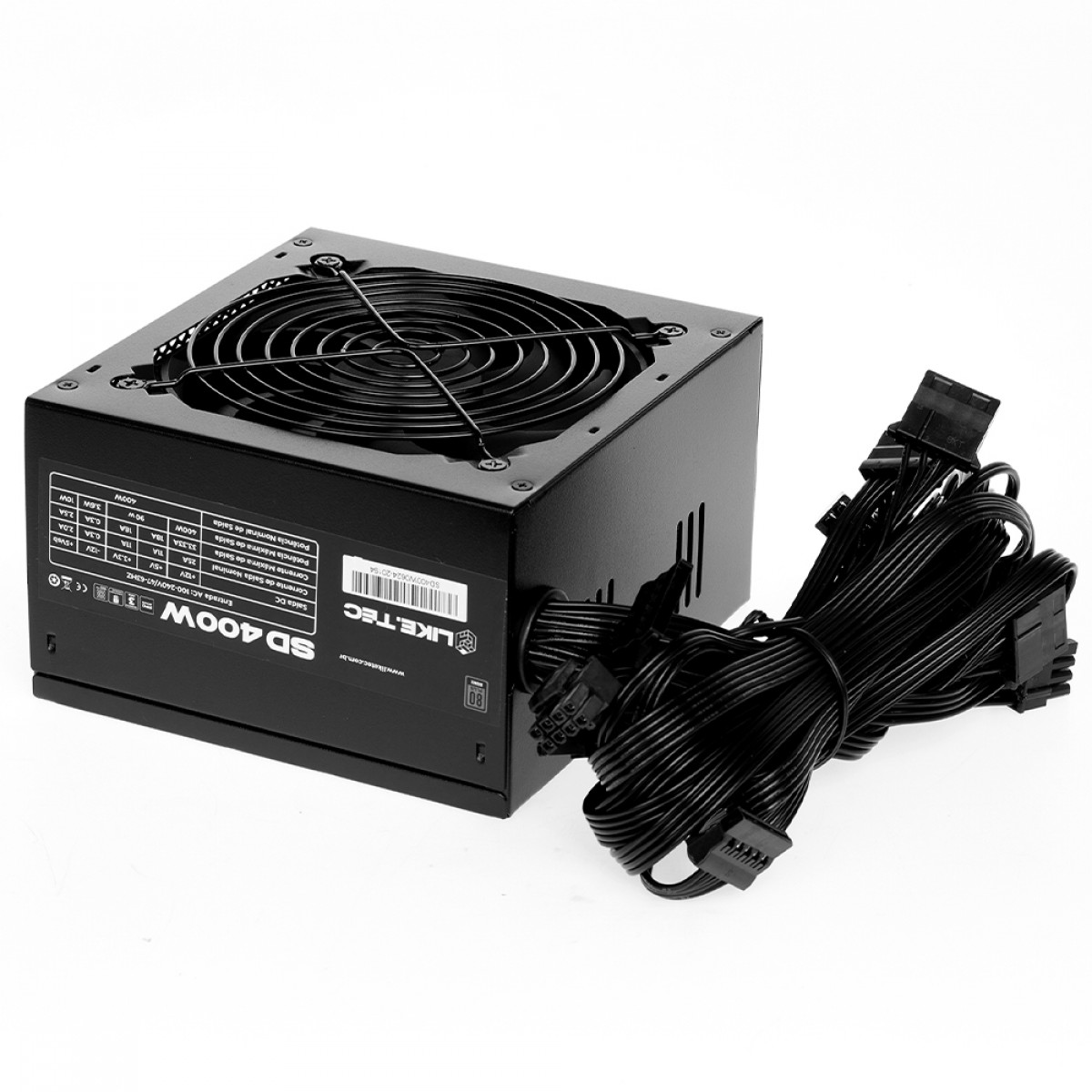 Fonte Liketec Steel Diamond, 400W, 80 Plus Bronze, PFC Ativo, Capacitores Japoneses, Preto