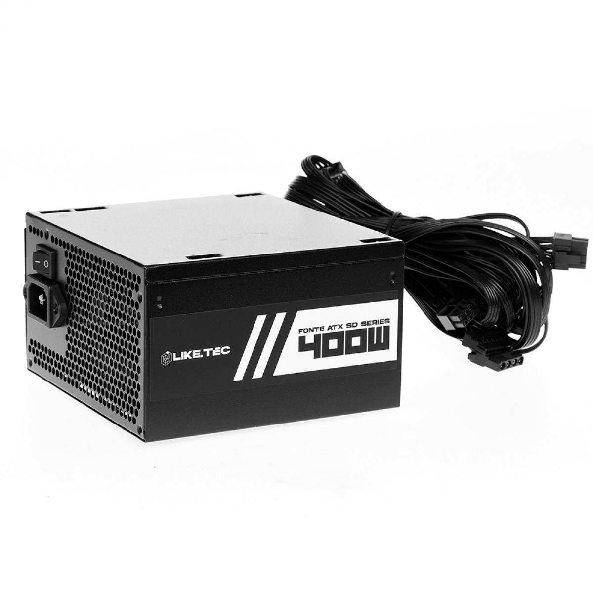 Fonte Liketec Steel Diamond, 400W, 80 Plus Bronze, PFC Ativo, Capacitores Japoneses, Preto