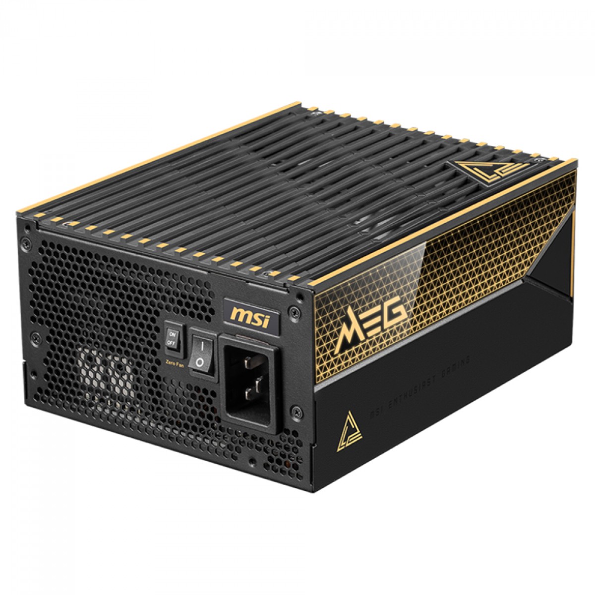 Fonte MSI MEG AI1600T PCIE5, 1600W, 80 Plus Titanium, Cybenetics Titanium, PFC Ativo, ATX 3.1, Full Modular, Preto