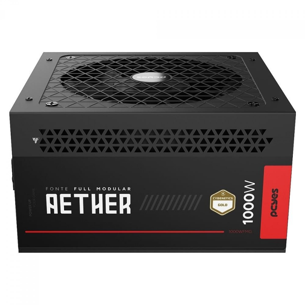 Fonte PCYes Aether, 1000W, Cybenetics Gold, PFC Ativo, PCIe 5.0, ATX 3.1, Full Modular, Preto, 1000WFMG