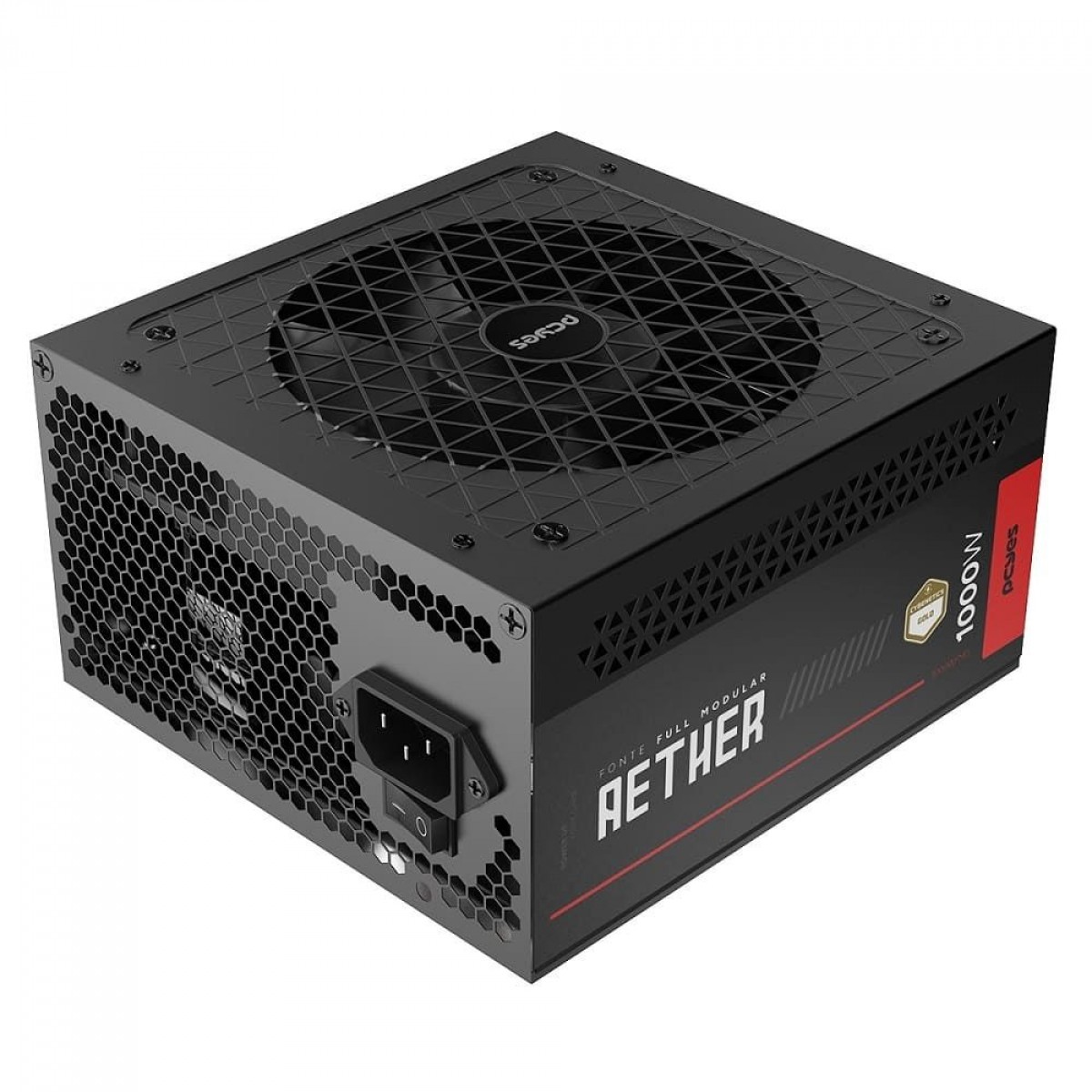 Fonte PCYes Aether, 1000W, Cybenetics Gold, PFC Ativo, PCIe 5.0, ATX 3.1, Full Modular, Preto, 1000WFMG