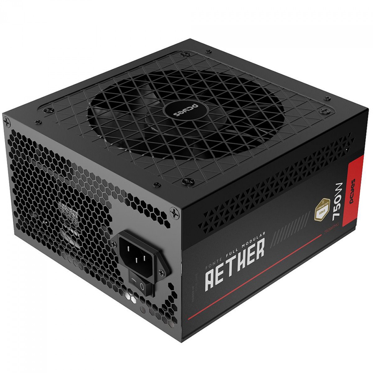Fonte PCYes Aether, 750W, Cybenetics Gold, PFC Ativo, PCIe 5.0, Full Modular, Preto, 750WFMG