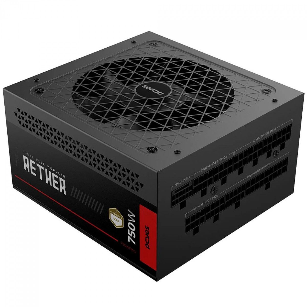 Fonte PCYes Aether, 750W, Cybenetics Gold, PFC Ativo, PCIe 5.0, Full Modular, Preto, 750WFMG