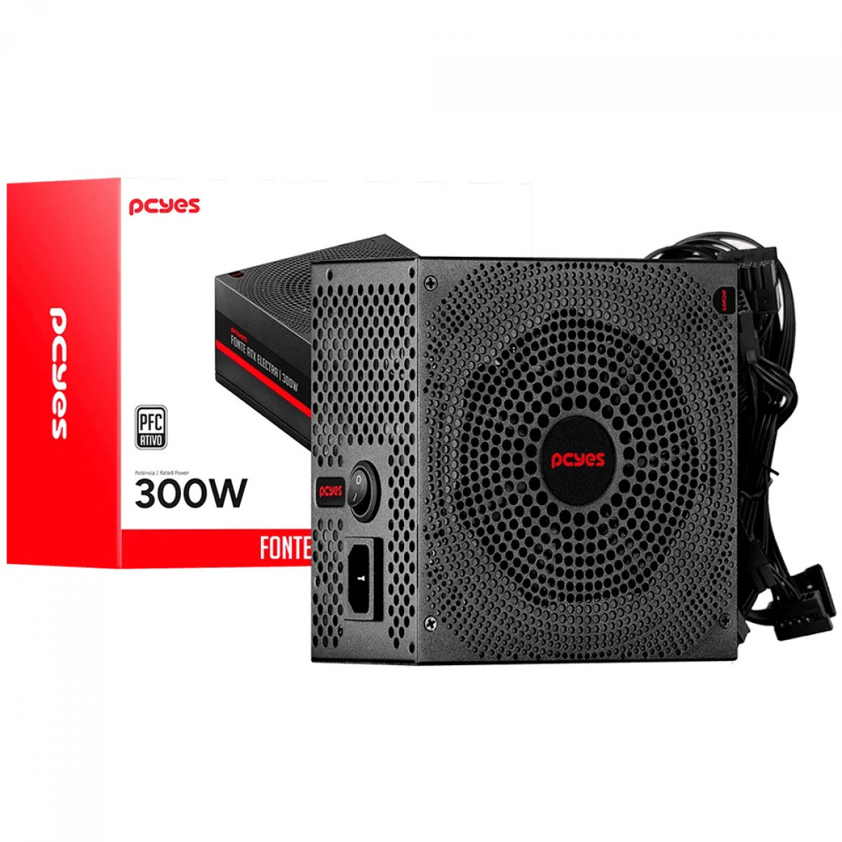Fonte PCYes Electra, 300W, PFC Ativo, Preto, ELEC300W