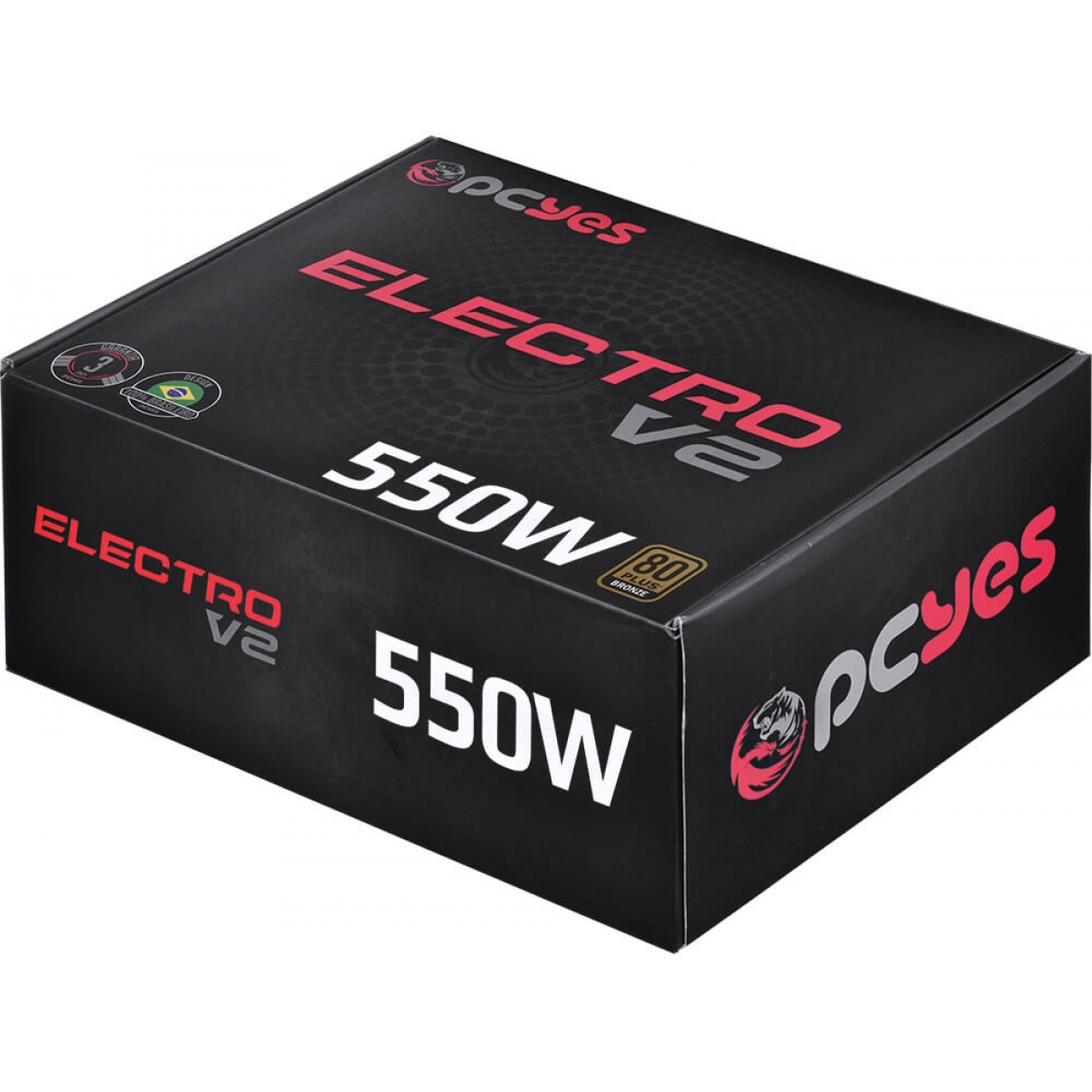 Fonte PCYES Electro V2 550W, 80 Plus White, PFC Ativo, ELV2WHPTO550W